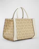 Image 4 of 6: Valentino Garavani Medium VLOGO Iconographe Raffia Tote Bag