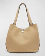 Image 1 of 6: Valentino Garavani Small Rockstud Leather Tote Bag