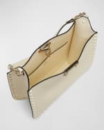 Image 5 of 5: Valentino Garavani Small Rockstud Leather Hobo Bag