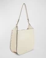 Image 4 of 5: Valentino Garavani Small Rockstud Leather Hobo Bag