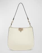 Image 1 of 5: Valentino Garavani Small Rockstud Leather Hobo Bag
