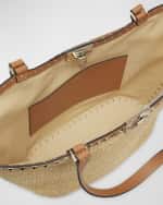 Image 5 of 6: Valentino Garavani Rockstud Raffia Garden Tote Bag