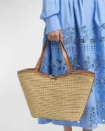 Image 3 of 6: Valentino Garavani Rockstud Raffia Garden Tote Bag