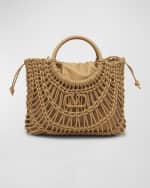Image 1 of 6: Valentino Garavani Allover Knot Braided Drawstring Tote Bag