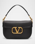 Image 1 of 6: Valentino Garavani Loco VLOGO Flap Leather Shoulder Bag