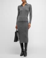 Image 5 of 7: TSE Cashmere Cashmere Ribbed Long-Sleeve Polo