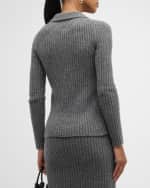 Image 4 of 7: TSE Cashmere Cashmere Ribbed Long-Sleeve Polo