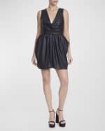 Image 1 of 4: One33 Social Sleeveless Ruched Vegan Leather Mini Dress