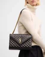 Image 3 of 6: Saint Laurent Envelope Triquilt Medium YSL Shoulder Bag in Smooth Quilted Leather