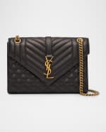 Image 1 of 6: Saint Laurent Envelope Triquilt Medium YSL Shoulder Bag in Smooth Quilted Leather