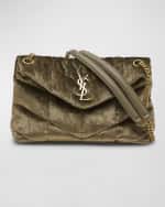 Image 1 of 6: Saint Laurent Lou Puffer Small YSL Shoulder Bag in Quilted Velvet