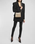 Image 2 of 6: Saint Laurent Cassandra Mini YSL Top-Handle Crossbody Bag in Suede