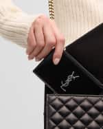 Image 2 of 4: Saint Laurent YSL Monogram Ziptop Card Case in Spazzolato Leather