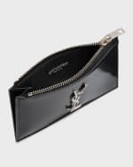 Image 3 of 4: Saint Laurent YSL Monogram Ziptop Card Case in Spazzolato Leather
