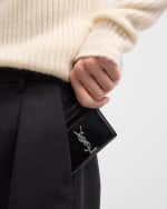 Image 2 of 4: Saint Laurent YSL Monogram Card Case in Spazzolato Leather