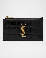 Image 1 of 3: Saint Laurent Fragments YSL Quilted Patent Zipped Card Holder