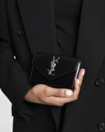 Image 2 of 4: Saint Laurent YSL Monogram Small Flap Wallet in Spazzolato Leather