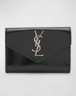 Image 1 of 4: Saint Laurent YSL Monogram Small Flap Wallet in Spazzolato Leather