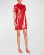 Image 1 of 3: STAUD Ilana Tie-Back Bow Mini Shift Dress