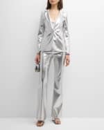 Image 5 of 6: Alice + Olivia Macey Metallic Vegan Leather Blazer