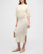Image 5 of 6: ELEVEN SIX Zoe Ribbed Side-Slit Midi Pencil Skirt