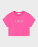 Image 1 of 5: Chloe Girl's Logo Embroidered Short-Sleeve T-Shirt, Size 4-14