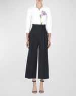 Image 5 of 6: Carolina Herrera High-Rise Pleated Wide-Leg Crop Pants With Waist Tie