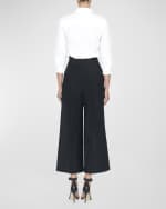 Image 3 of 6: Carolina Herrera High-Rise Pleated Wide-Leg Crop Pants With Waist Tie