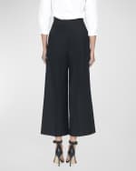 Image 4 of 6: Carolina Herrera High-Rise Pleated Wide-Leg Crop Pants With Waist Tie