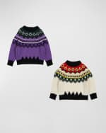 Image 4 of 4: Moncler Grenoble Girl's Fair Isle Wool Knit Sweater, Size 8-14