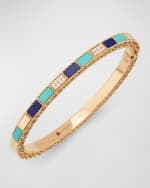 Image 4 of 5: Roberto Coin 18K Rose Gold Lapis and Turquoise Mosaic Bangle with Diamonds