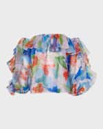 Image 1 of 6: Carolina Herrera Off-Shoulder Floral-Print Ruffle Top