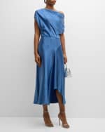 Image 5 of 6: A.L.C. Jasmine Draped Satin Midi Dress