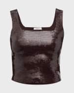 Image 1 of 7: A.L.C. Victoria Cropped Sequin Tank Top