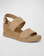 Image 4 of 5: Vince Roma Suede Wedge Slingback Sandals
