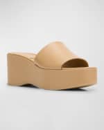 Image 5 of 6: Vince Polina Leather Slide Platform Sandals