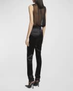 Image 3 of 6: Saint Laurent High-Rise Slim-Leg Silk Pants