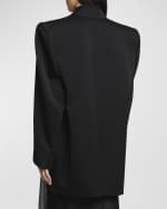 Image 4 of 6: Saint Laurent Satin-Lapel Oversized Single-Breasted Jacket