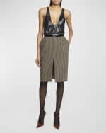 Image 5 of 6: Saint Laurent Check Front-Slit Pencil Skirt