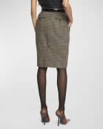 Image 4 of 6: Saint Laurent Check Front-Slit Pencil Skirt