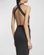 Image 4 of 6: Saint Laurent Crossover Open-Back Halter Bodysuit