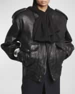 Image 2 of 6: Saint Laurent Oversized Leather Flight Jacket