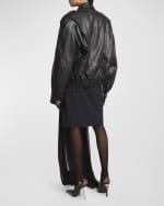 Image 3 of 6: Saint Laurent Oversized Leather Flight Jacket