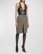 Image 5 of 6: Saint Laurent Plunging Scoop-Neck Leather Tank Top