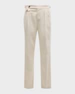 Image 2 of 6: Brunello Cucinelli Men's Fine Wale Pleated Corduroy Pants