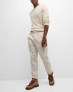 Image 4 of 6: Brunello Cucinelli Men's Fine Wale Pleated Corduroy Pants