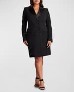 Image 4 of 5: Tadashi Shoji Plus Size Double-Breasted Crepe Midi Coat Dress