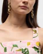 Image 5 of 5: Oscar de la Renta Pave Bull Horn Double Link Earrings