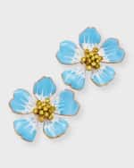 Image 1 of 5: Oscar de la Renta Hand-Painted Flower Earrings