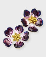 Image 4 of 5: Oscar de la Renta Hand-Painted Flower Earrings